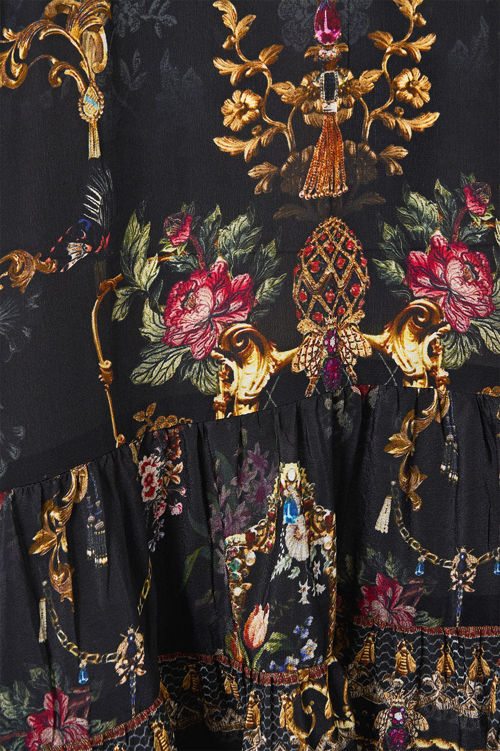 The CAMILLA A-LINE GATHERED PANEL DRESS NIGHT GARDEN