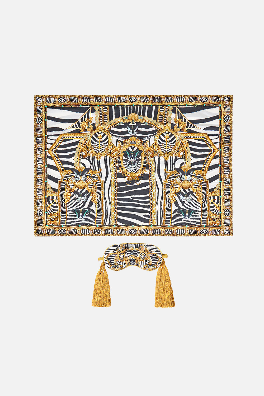 PILLOWCASE AND EYE MASK WITH TASSELS SET ZIG ZAG ZOO