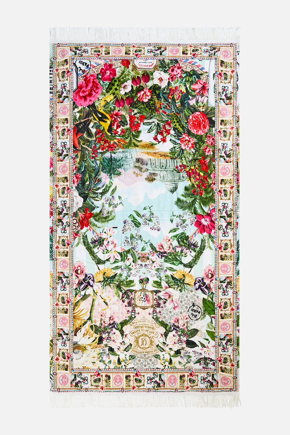 BEACH TOWEL WITH FRINGE LA BELLE BOTANIQUE
