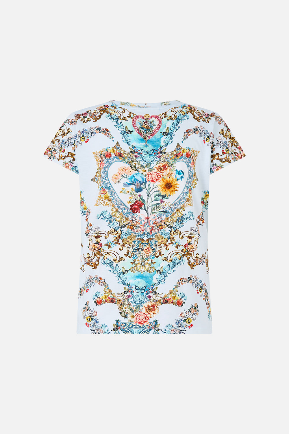 The CAMILLA SLIM FIT ROUND NECK T-SHIRT SEVILLE SWEETHEART in our  print.