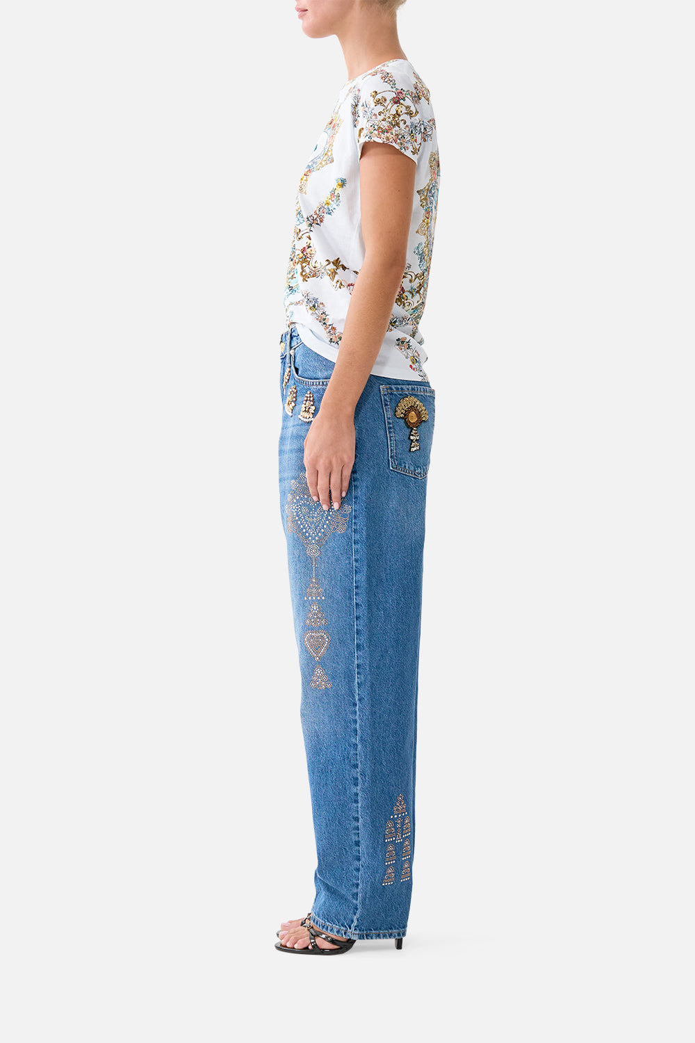 The CAMILLA SLIM FIT ROUND NECK T-SHIRT SEVILLE SWEETHEART in our  print.