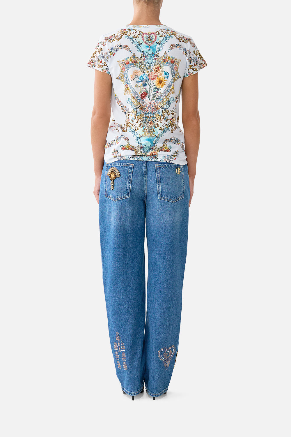 The CAMILLA SLIM FIT ROUND NECK T-SHIRT SEVILLE SWEETHEART in our  print.