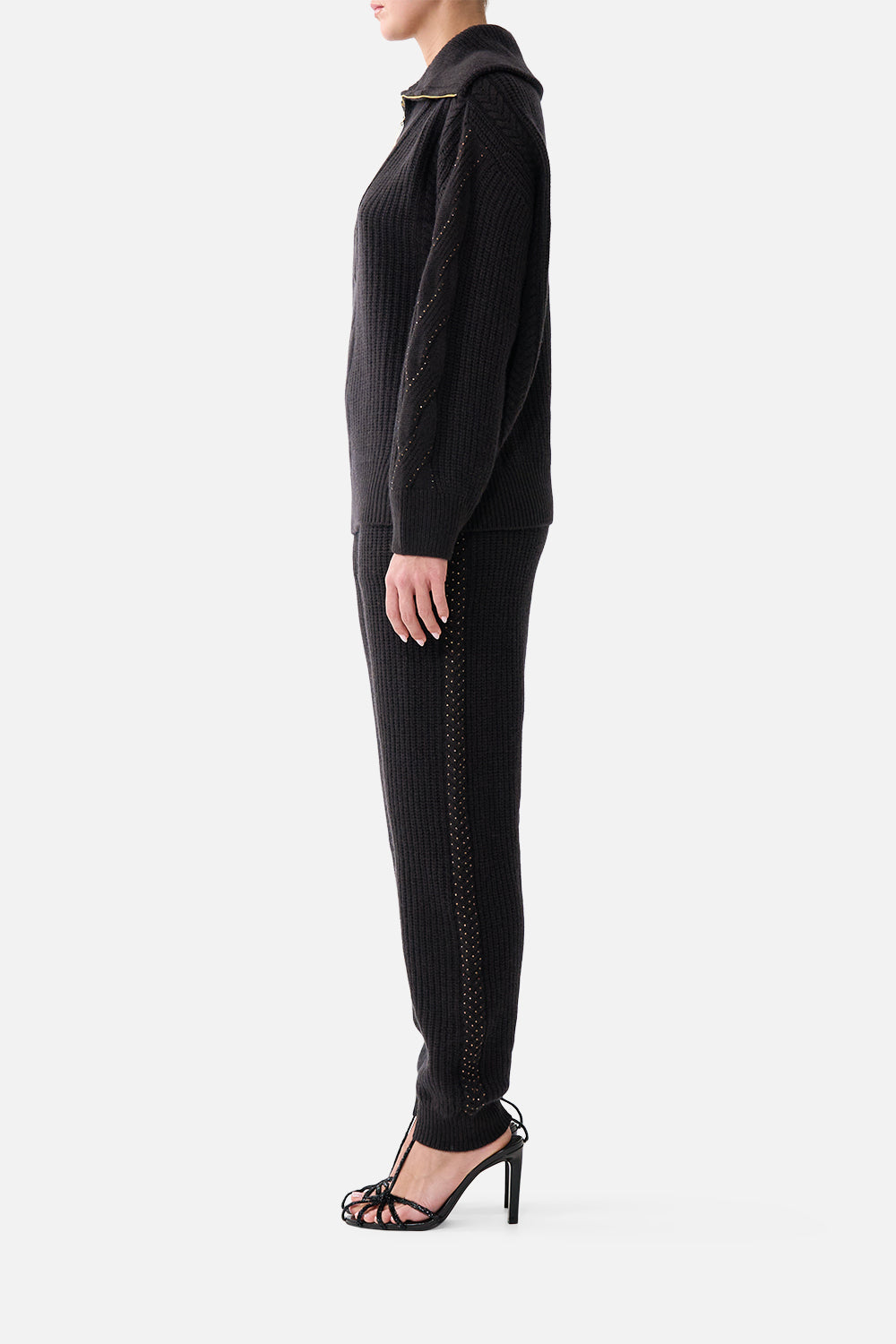 The CAMILLA HALF ZIP KNIT SWEATER NIGHT GARDEN