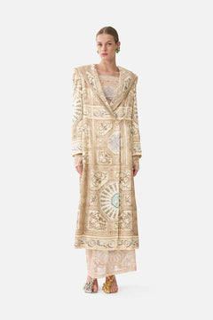 The CAMILLA Long Coat With Hood in our A Beloved Boudoir print.