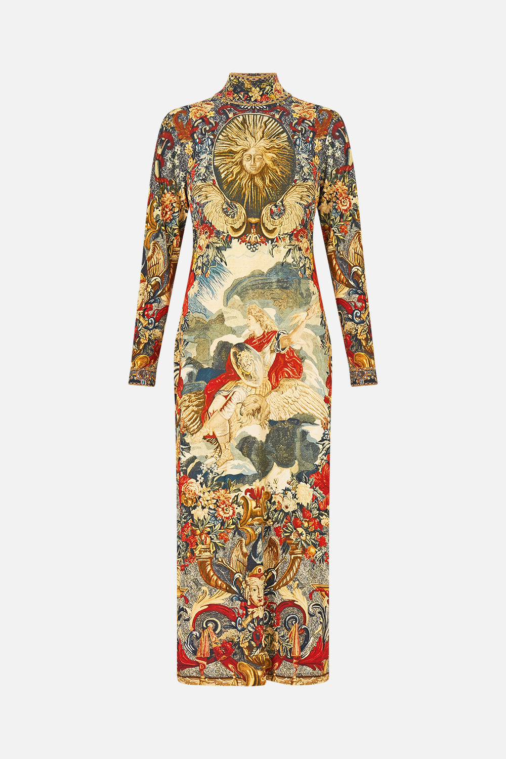 The CAMILLA Turtle Neck Jersey Dress in our Meet Me At The Met print.
