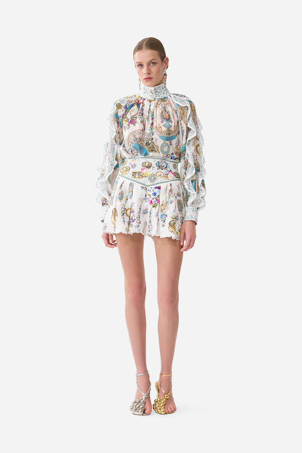 The CAMILLA RELAXED BLOUSE WITH FRILL SLEEVE DETAIL ART FOR THE ARTISANS in our ART FOR THE ARTISANS print.