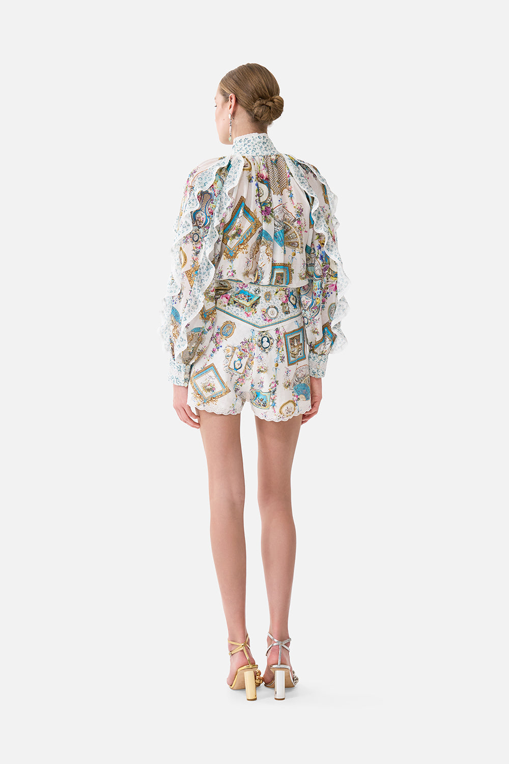 The CAMILLA RELAXED BLOUSE WITH FRILL SLEEVE DETAIL ART FOR THE ARTISANS in our  print.