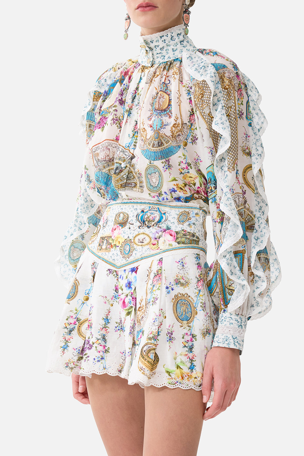 The CAMILLA RELAXED BLOUSE WITH FRILL SLEEVE DETAIL ART FOR THE ARTISANS in our  print.