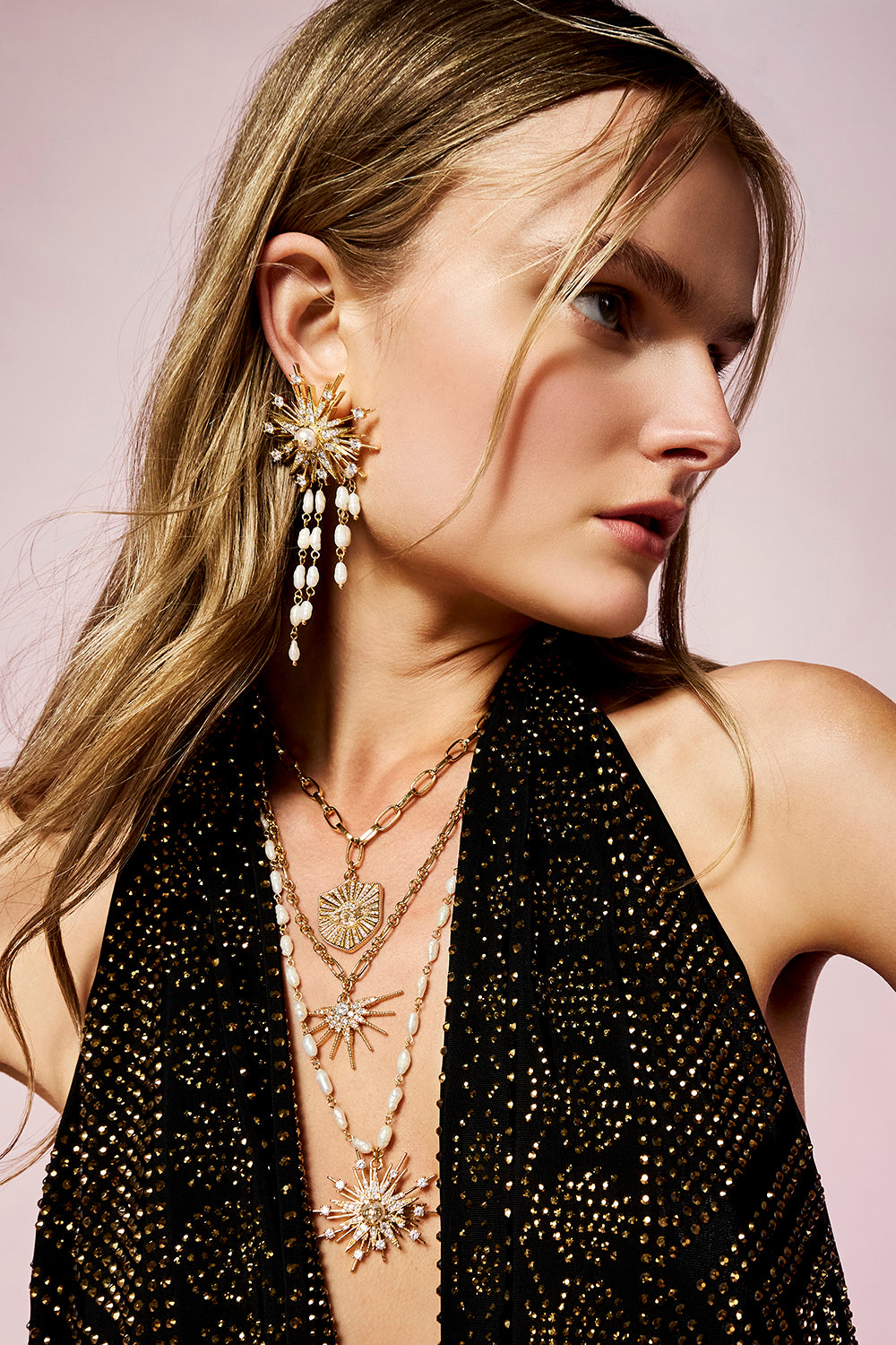 The CAMILLA EMPRESS OF LIGHT STAR CRYSTAL EARRINGS GOLD