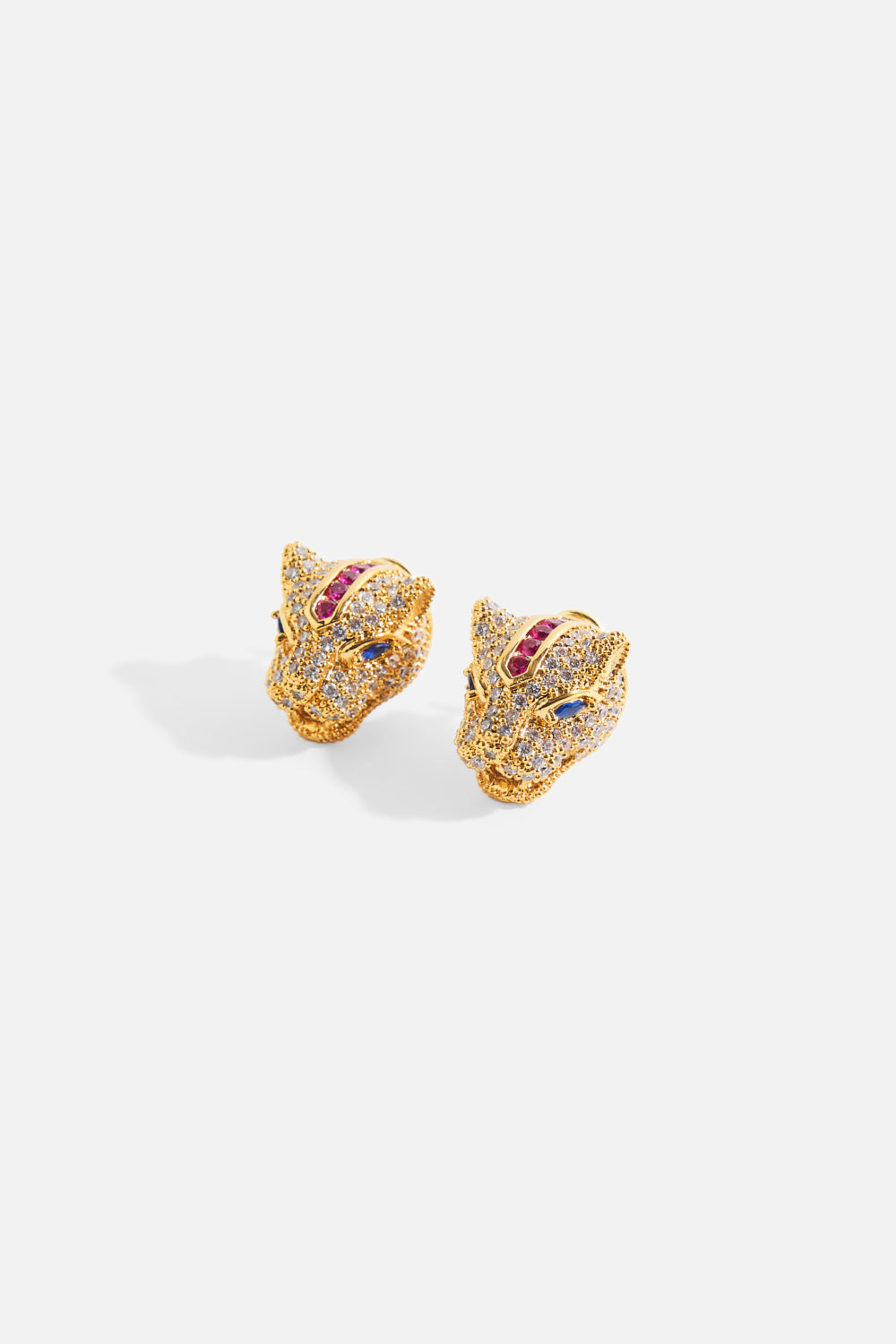CRYSTAL FELINE STUDS GOLD