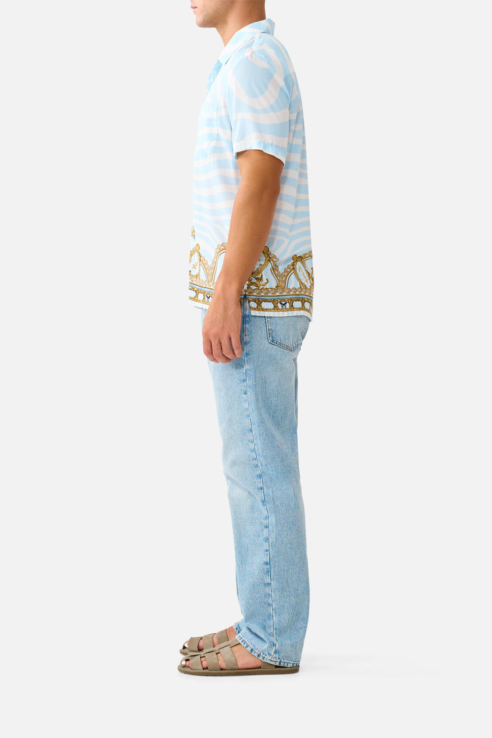 SHORT SLEEVE CAMP COLLARED SHIRT SPIRIT OF STRIPES