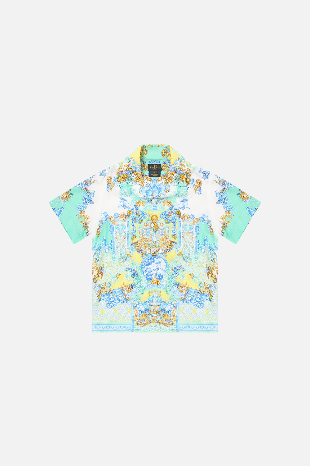 BOYS SHORT SLEEVE CAMP COLLARED SHIRT DIAL UP THE TILES