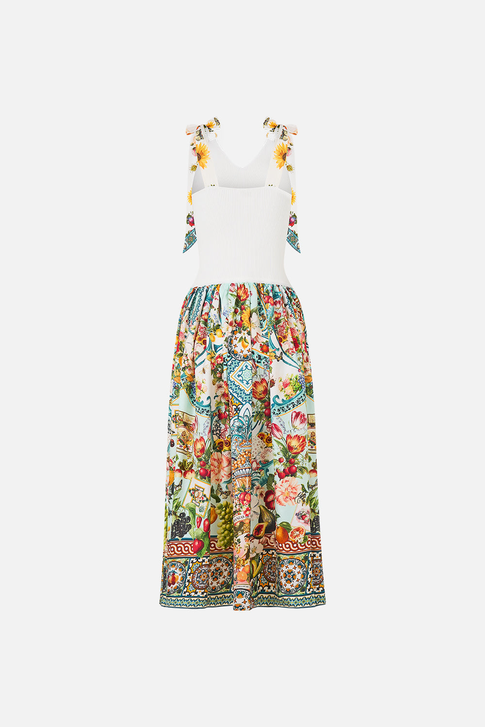 KNIT BODICE SILK SPLICED MIDI DRESS MAGIC OF THE MERCADO