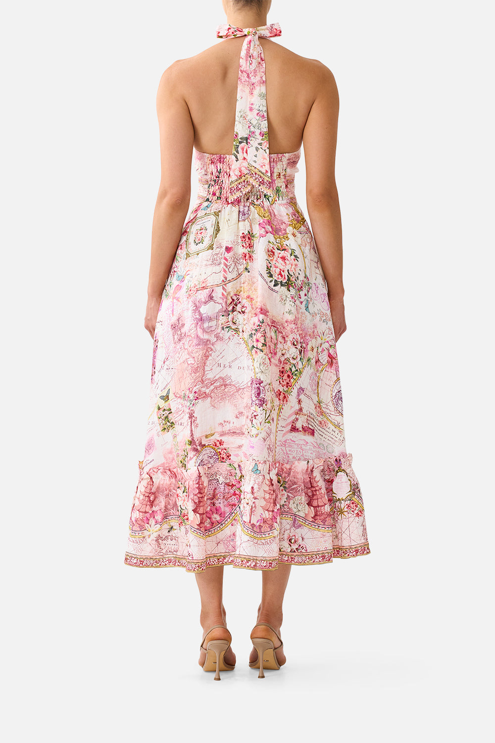 RUFFLE NECK HALTER DRESS JOURNAL DE VOYAGE