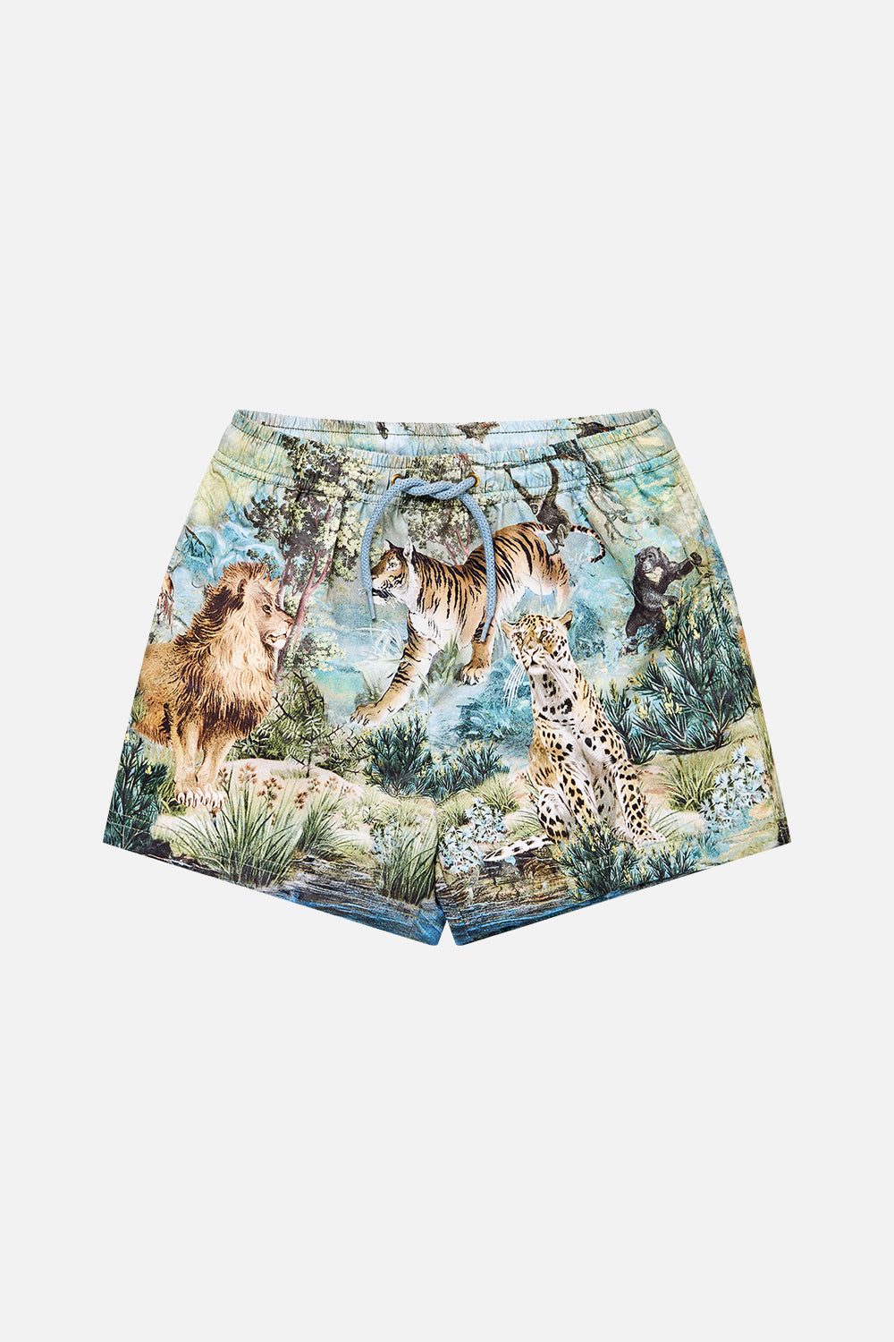 The CAMILLA BOYS MID LENGTH BOARDSHORT W ELASTIC WAIST ANIMALS IN THE PALACE