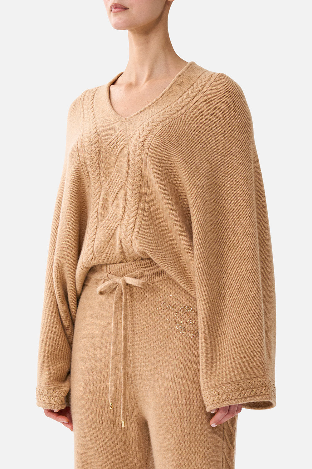 The CAMILLA Cashmere Knit Relaxed V Neck Sweater Leopard Libertine in our Leopard Libertine print.