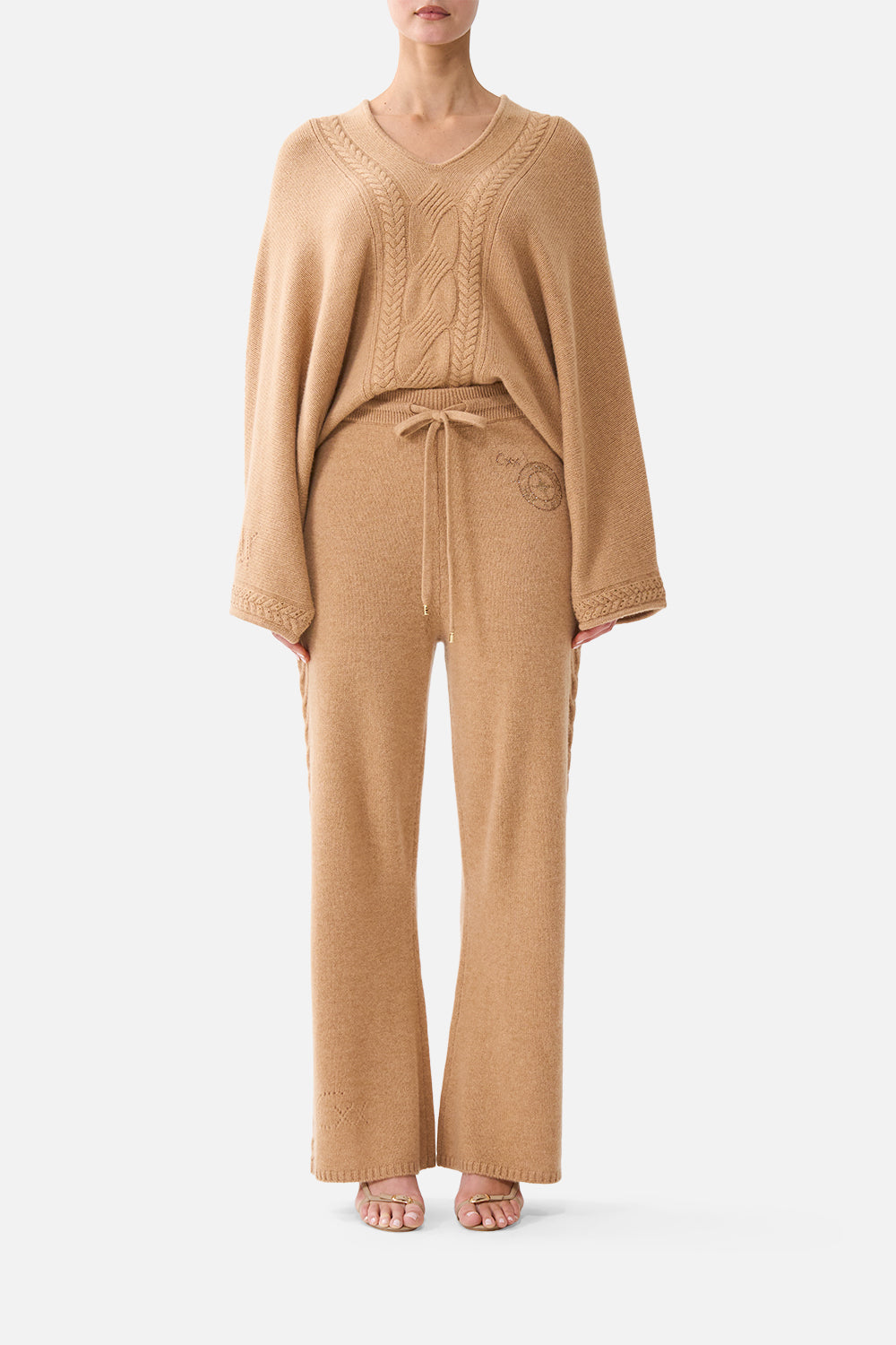 The CAMILLA Cashmere Knit Pant Leopard Libertine in our Leopard Libertine print.