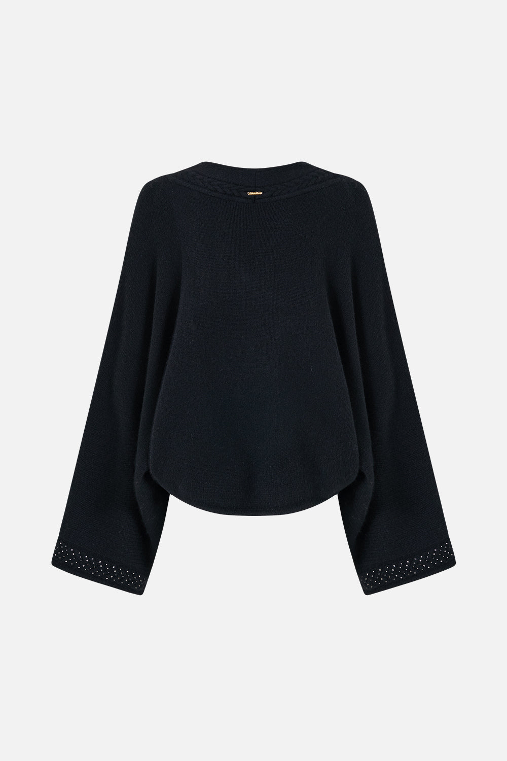 The CAMILLA CASHMERE KNIT RELAXED V-NECK SWEATER NIGHT GARDEN in our  print.