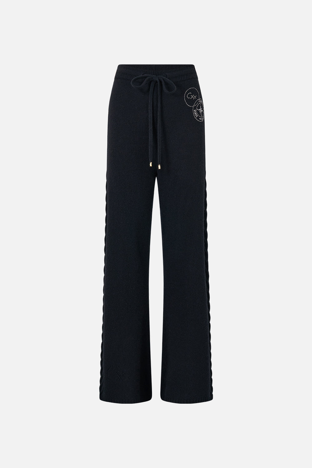 The CAMILLA CASHMERE KNIT PANT NIGHT GARDEN in our  print.