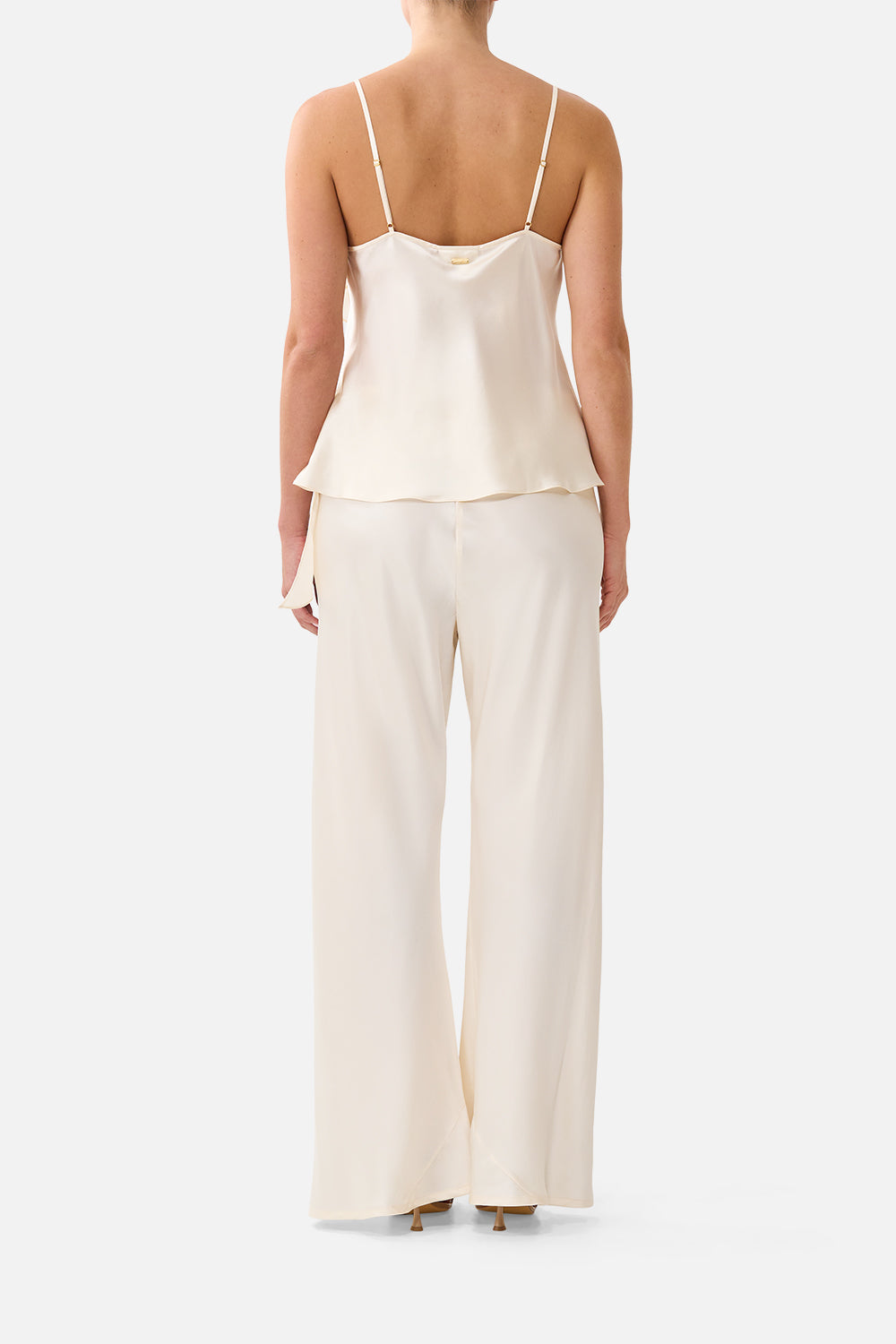 The CAMILLA Asymmetric Draped Top Silk Essentials in our Silk Essentials print.