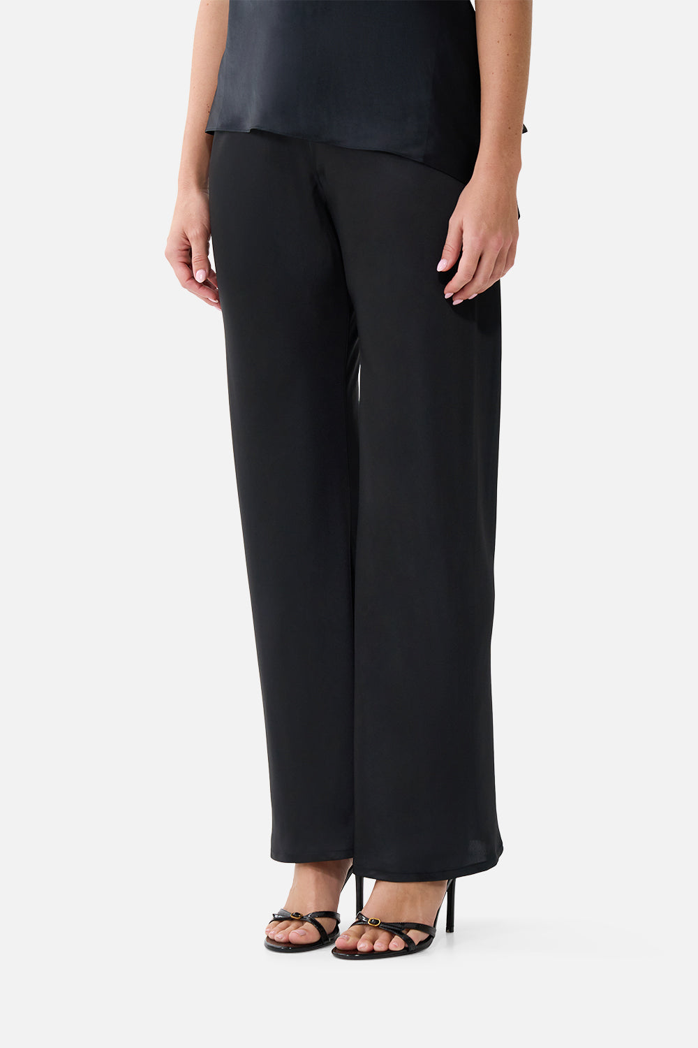 The CAMILLA Asymmetric Draped Top Silk Essentials in our Silk Essentials print.