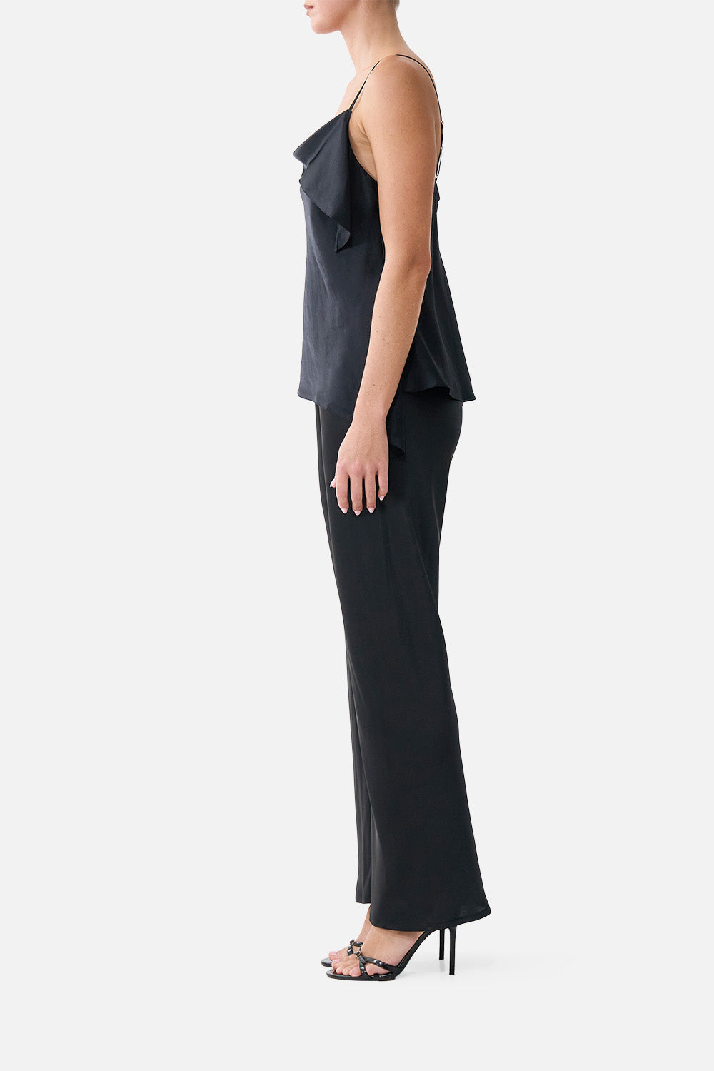 The CAMILLA Asymmetric Draped Top Silk Essentials in our Silk Essentials print.