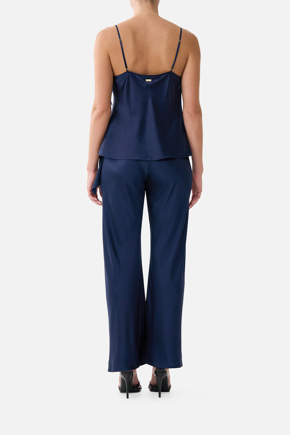 The CAMILLA Asymmetric Draped Top Silk Essentials in our Silk Essentials print.
