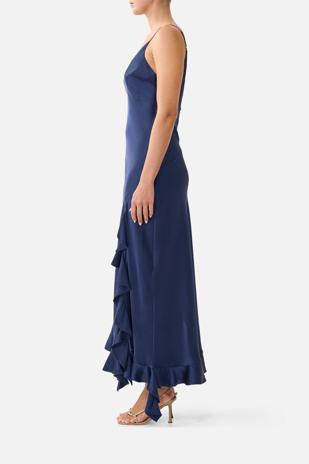The CAMILLA BIAS SLIP DRESS WITH FRILL HEM SILK ESSENTIALS