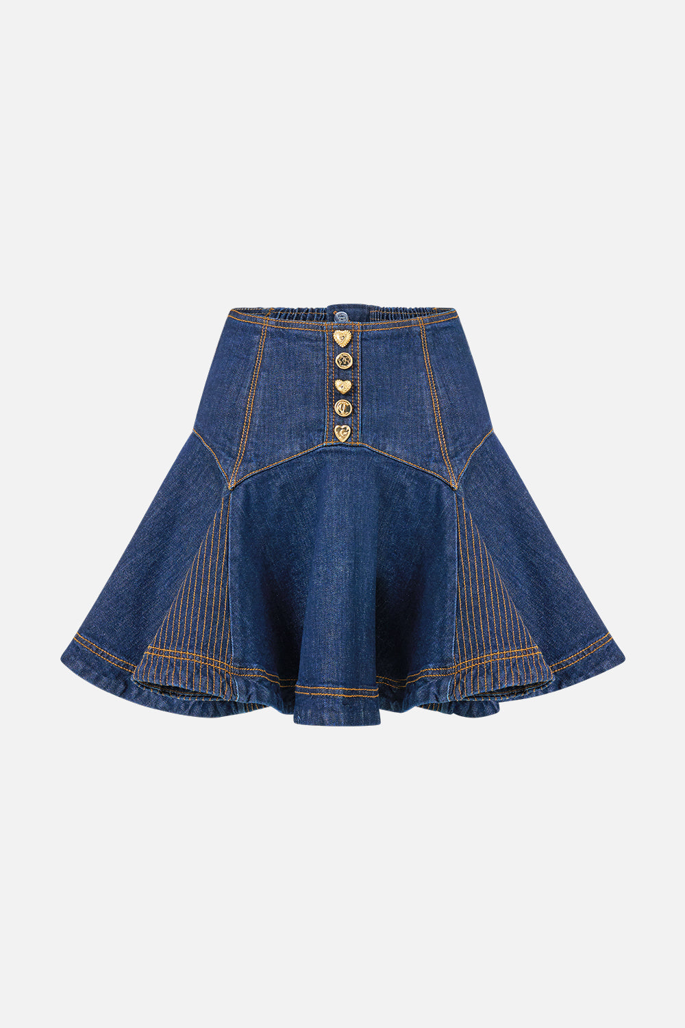 DENIM MINI SKIRT WITH SHAPED YOKE DENIM
