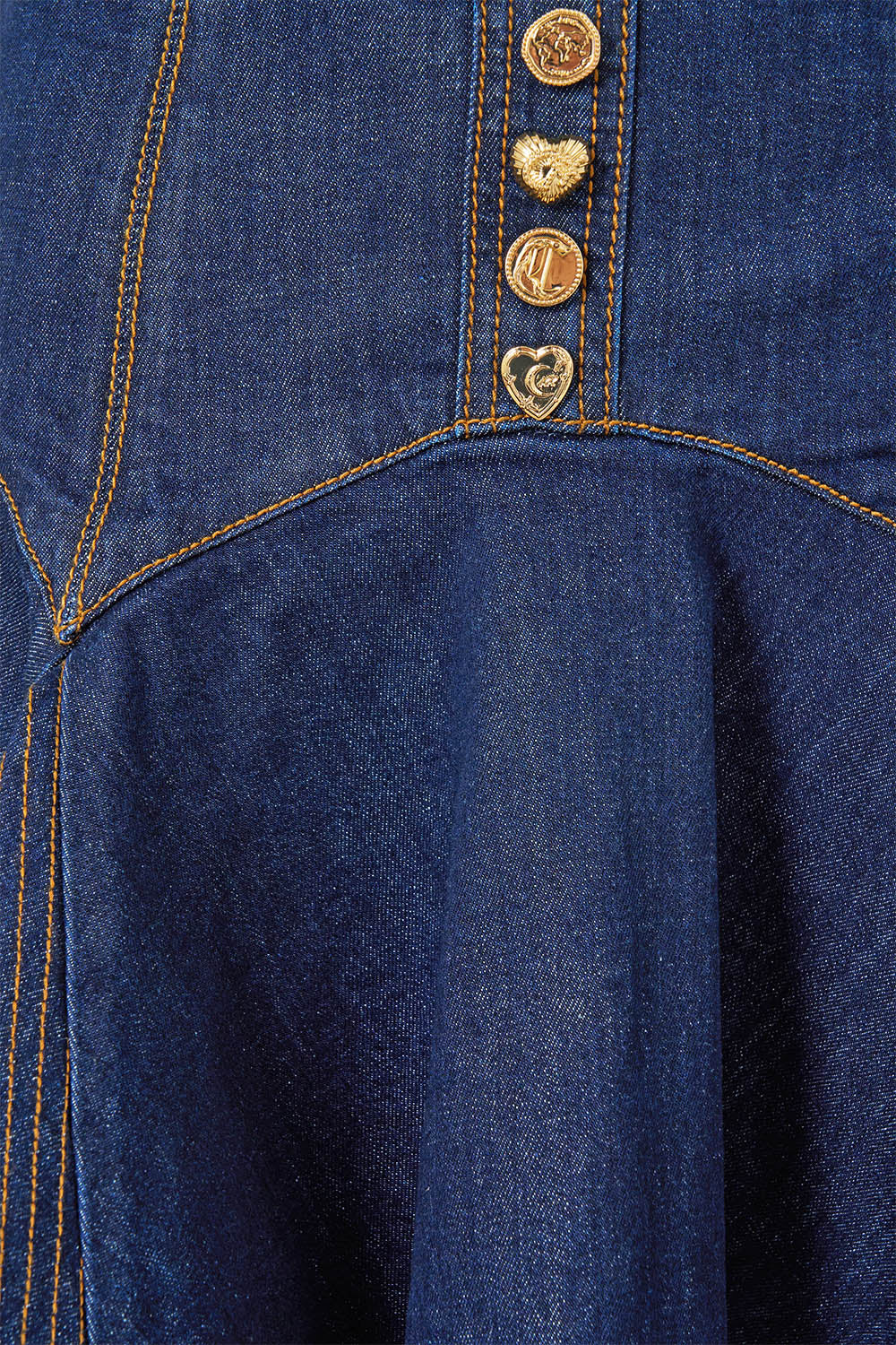 DENIM MINI SKIRT WITH SHAPED YOKE DENIM