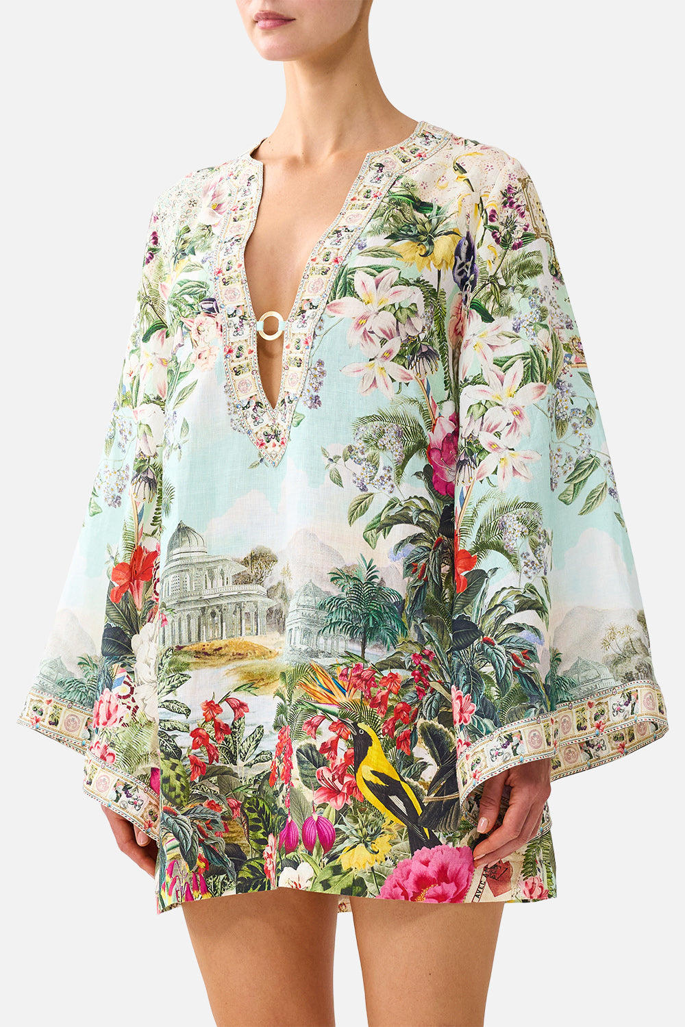 DEEP V NECK HARDWARE SHORT KAFTAN LA BELLE BOTANIQUE