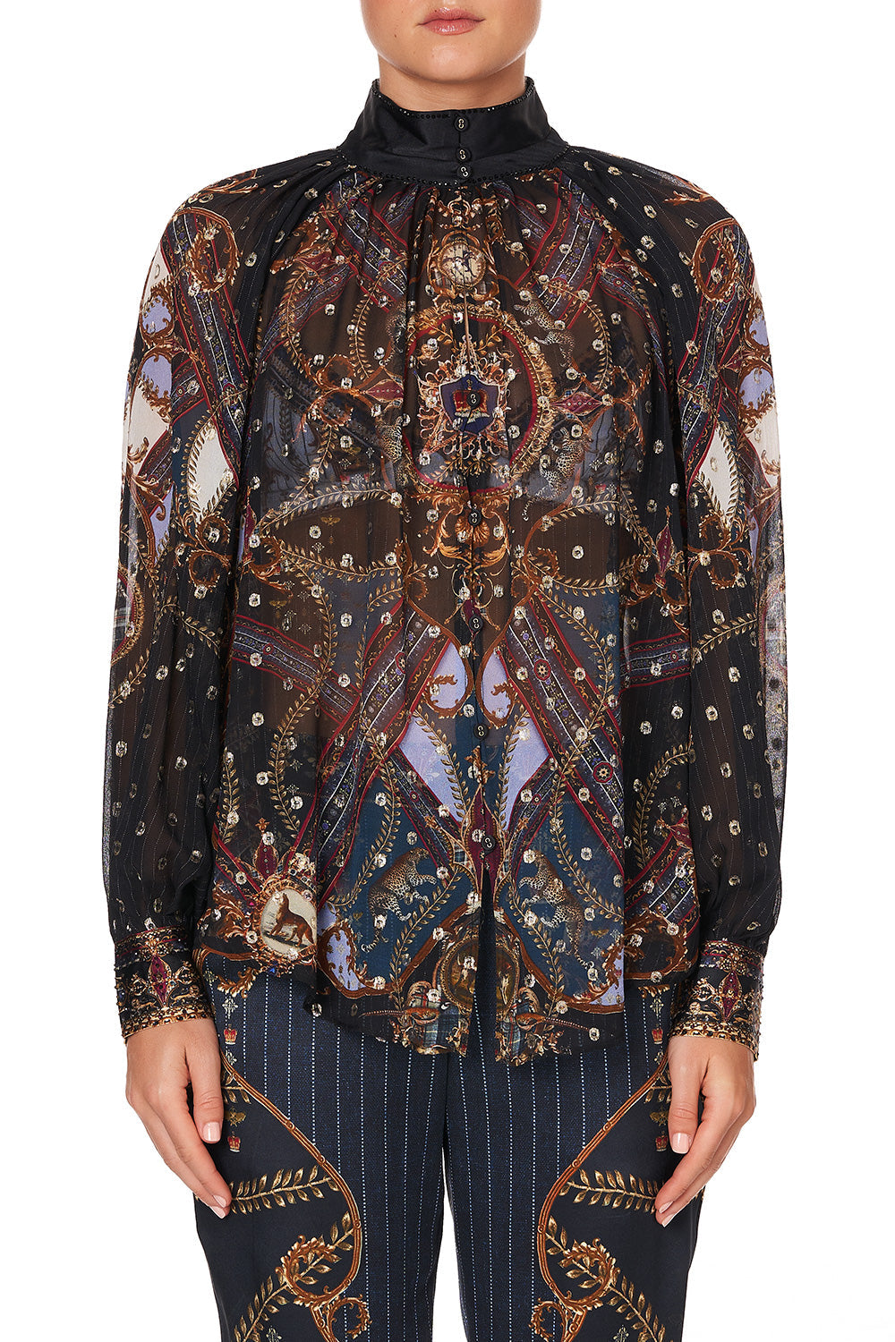 RAGLAN BUTTON UP SHIRT DINING HALL DARLING