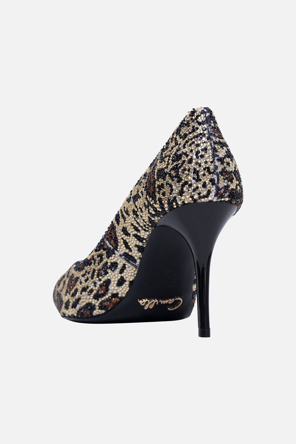 CRYSTAL EMBELLISHED HIGH HEEL PUMP TIGER TALK
