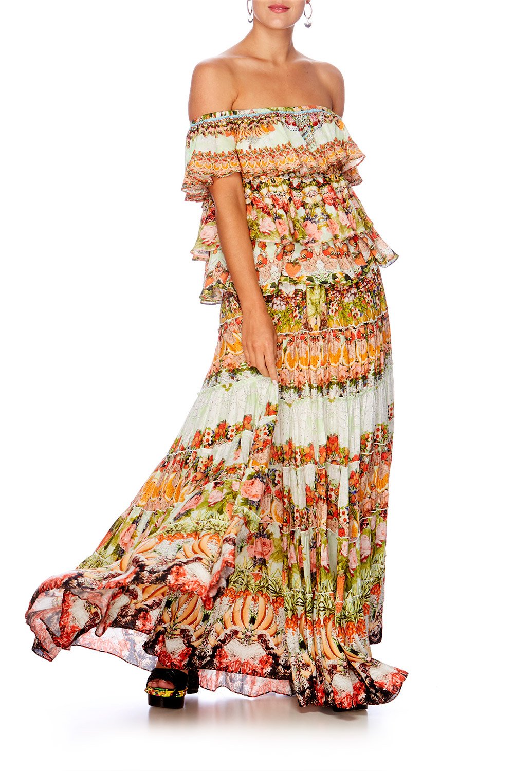 CAMILLA SAMBA SALADA TIERED MAXI SKIRT