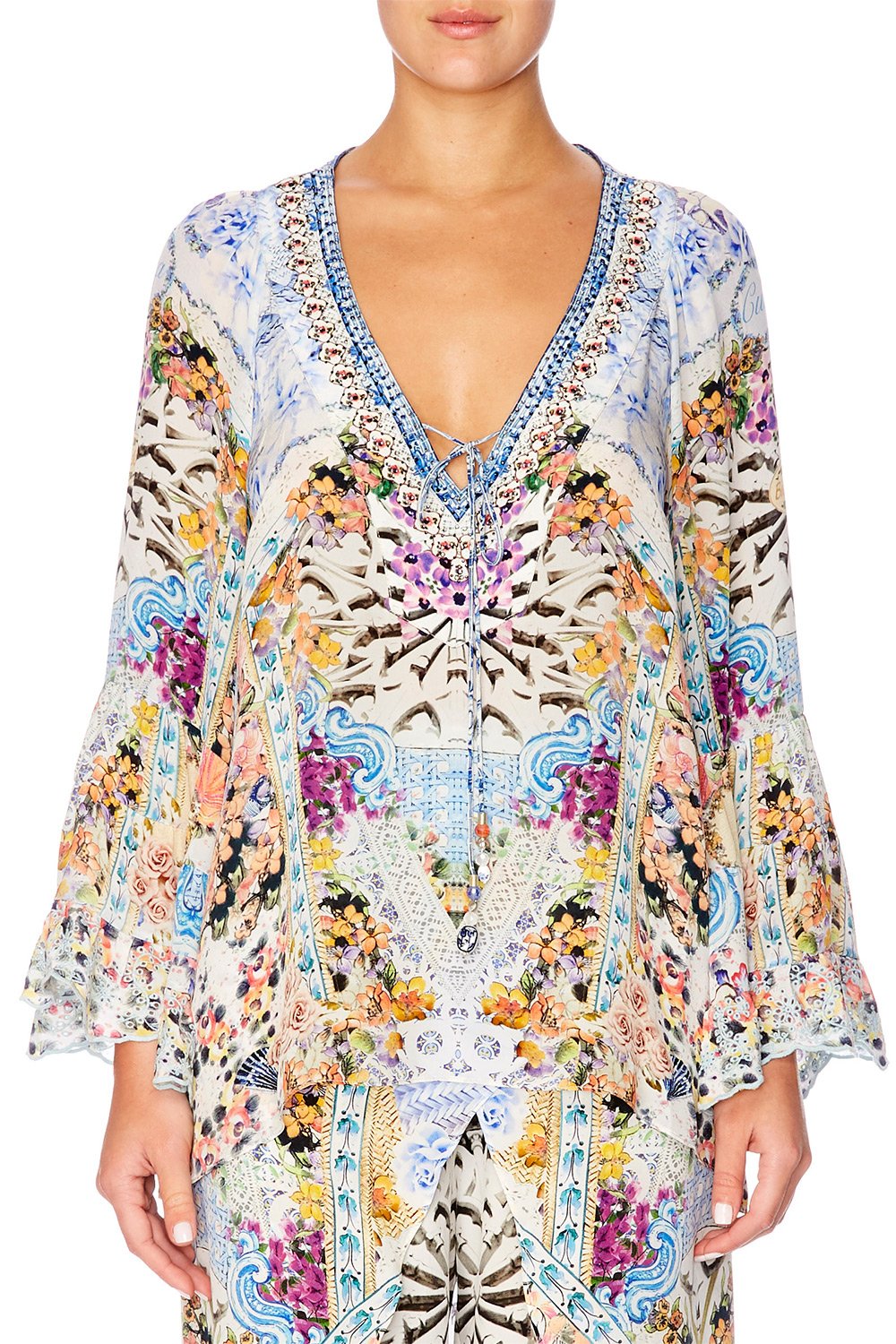 GIRL NEXT DOOR BLOUSE W FRILL SLEEVE & HEM