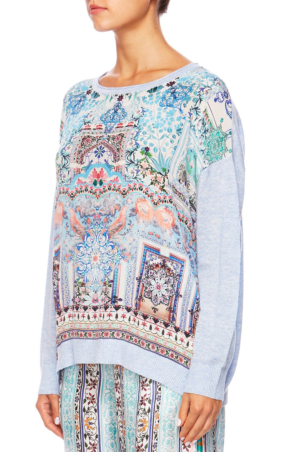 LOVERS RETREAT LOOSE FIT JUMPER W KNIT BACK