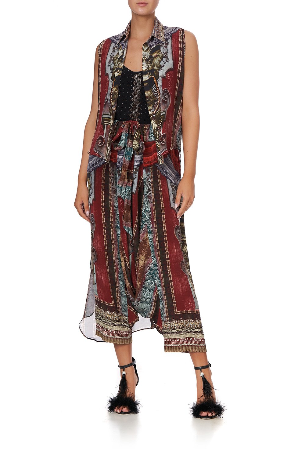 OVERLAY VEST WITH COLLAR MULTI