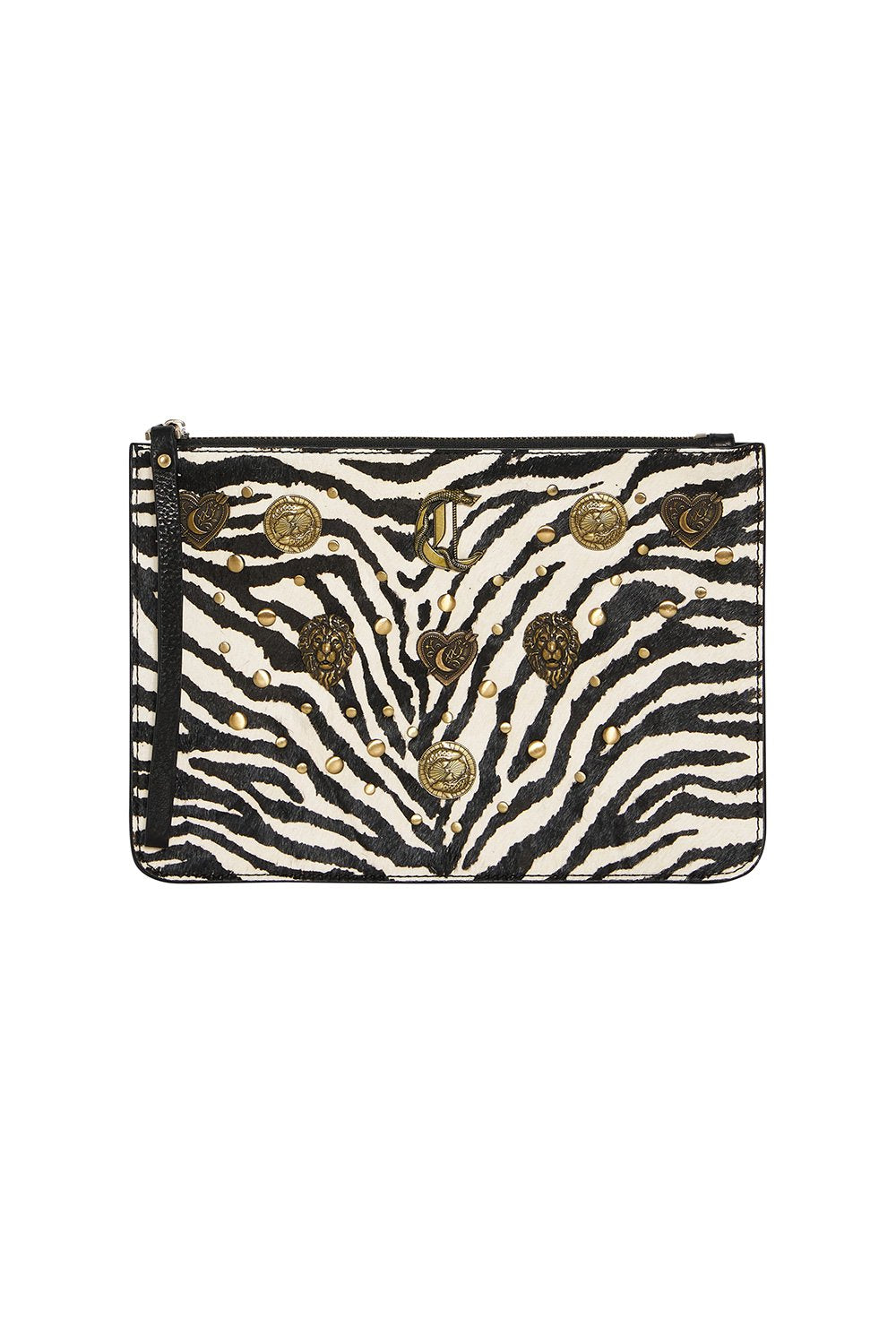 The CAMILLA STUDDED LEATHER CLUTCH NIGHT WAITING FOR DAY in our NIGHT WAITING FOR DAY print.