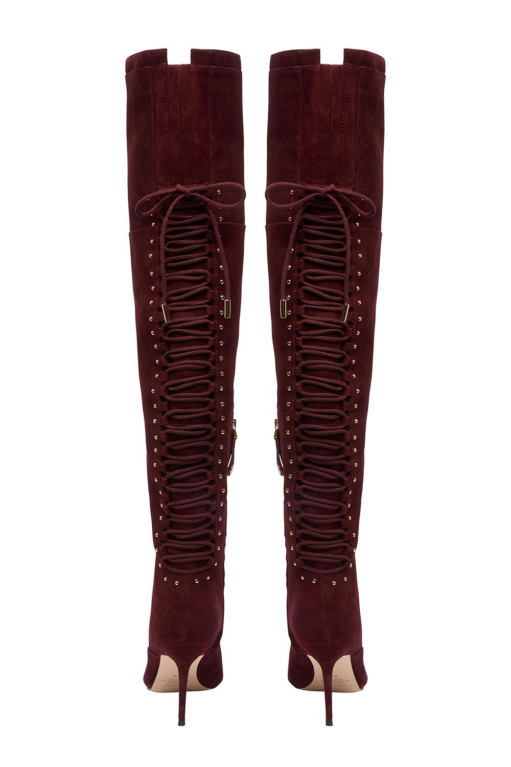 LACED THIGH HIGH BOOT BURGUNDY