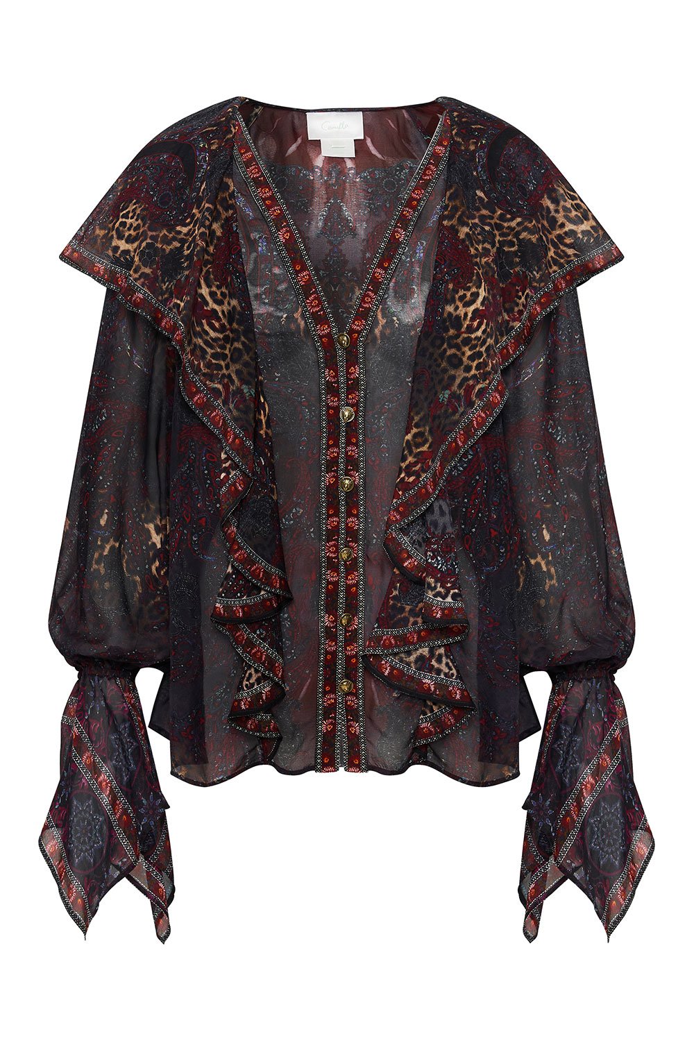 RUFFLE FRONT BLOUSE THE SMOKING LOUNGE