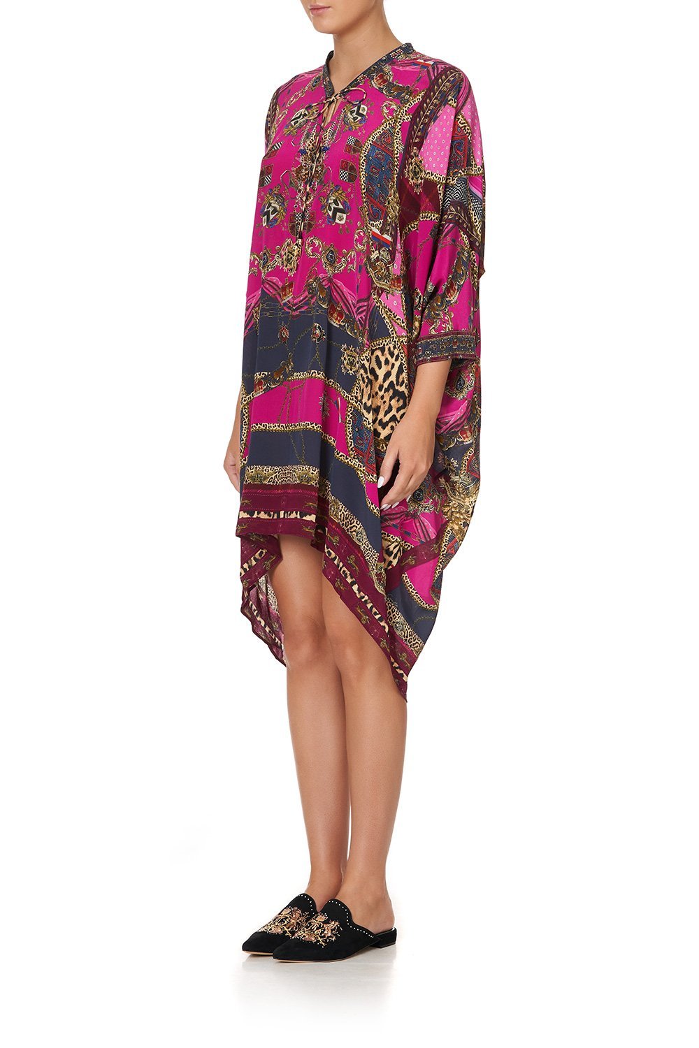 V-NECK DRESS WITH DRAPED BACK DINING HALL DARLING