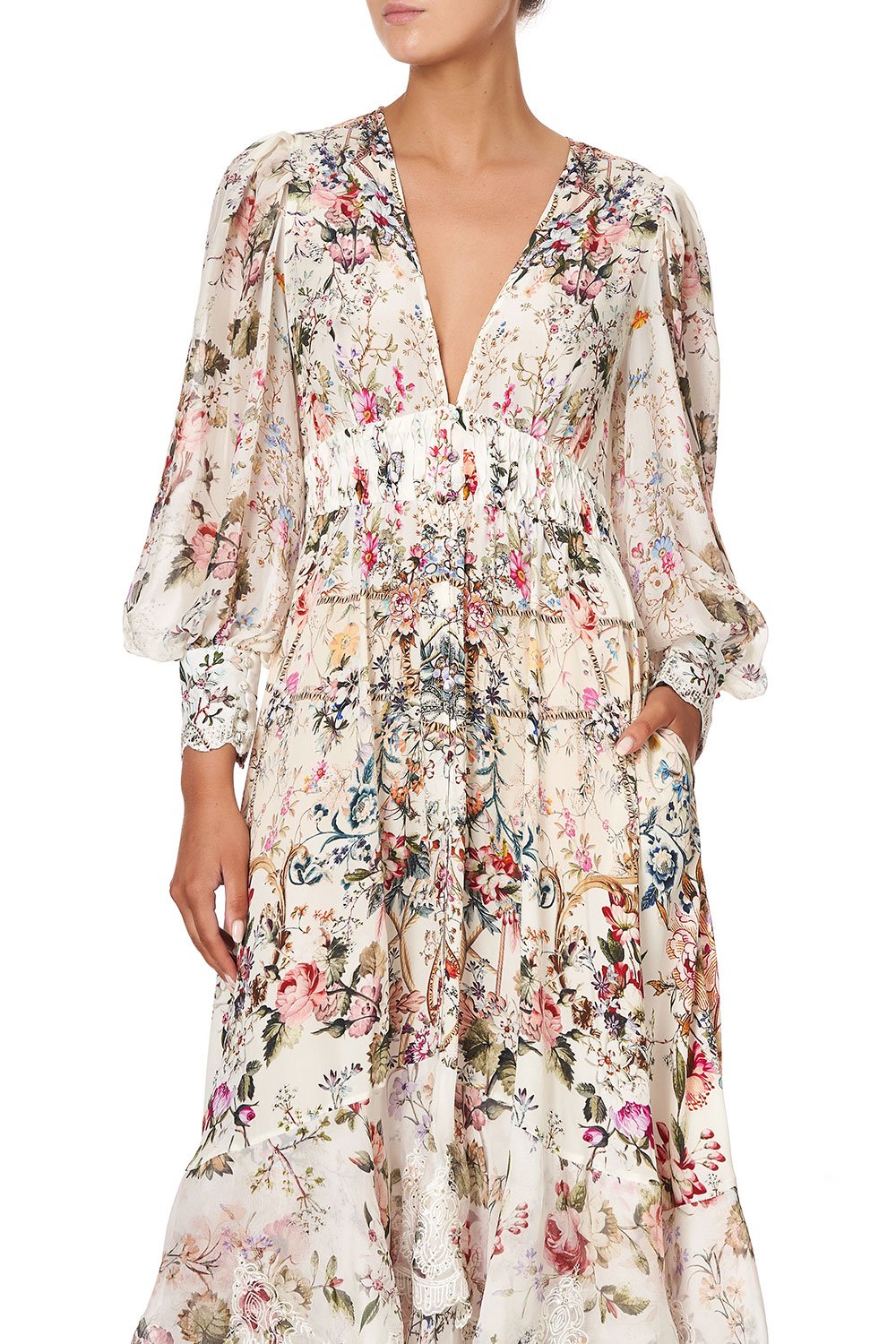 LONG BUTTON FRONT DRESS LONDON LOOMS