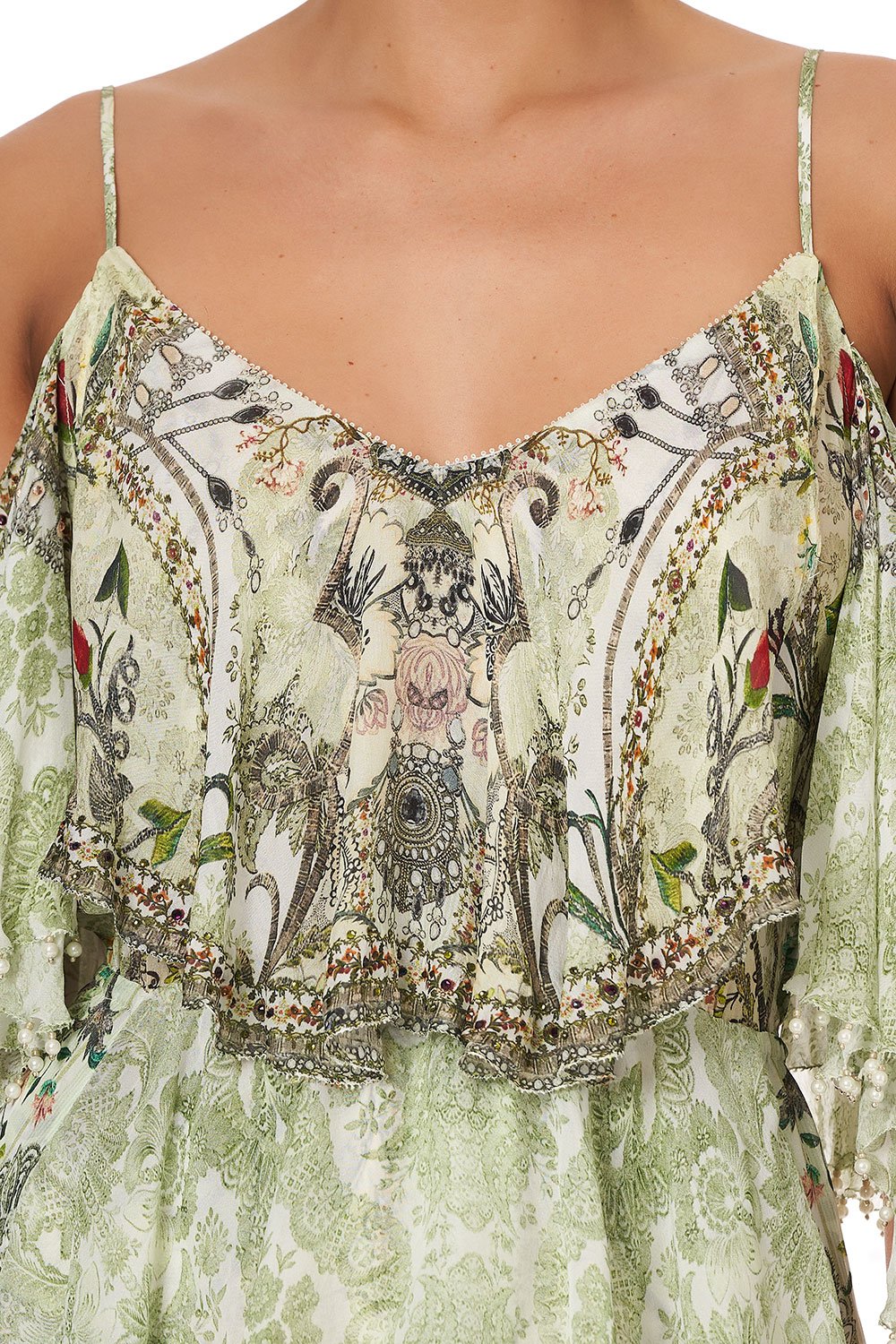 RUFFLE DRESS WITH TIE SLEEVE BRICK LANE BEAUTY