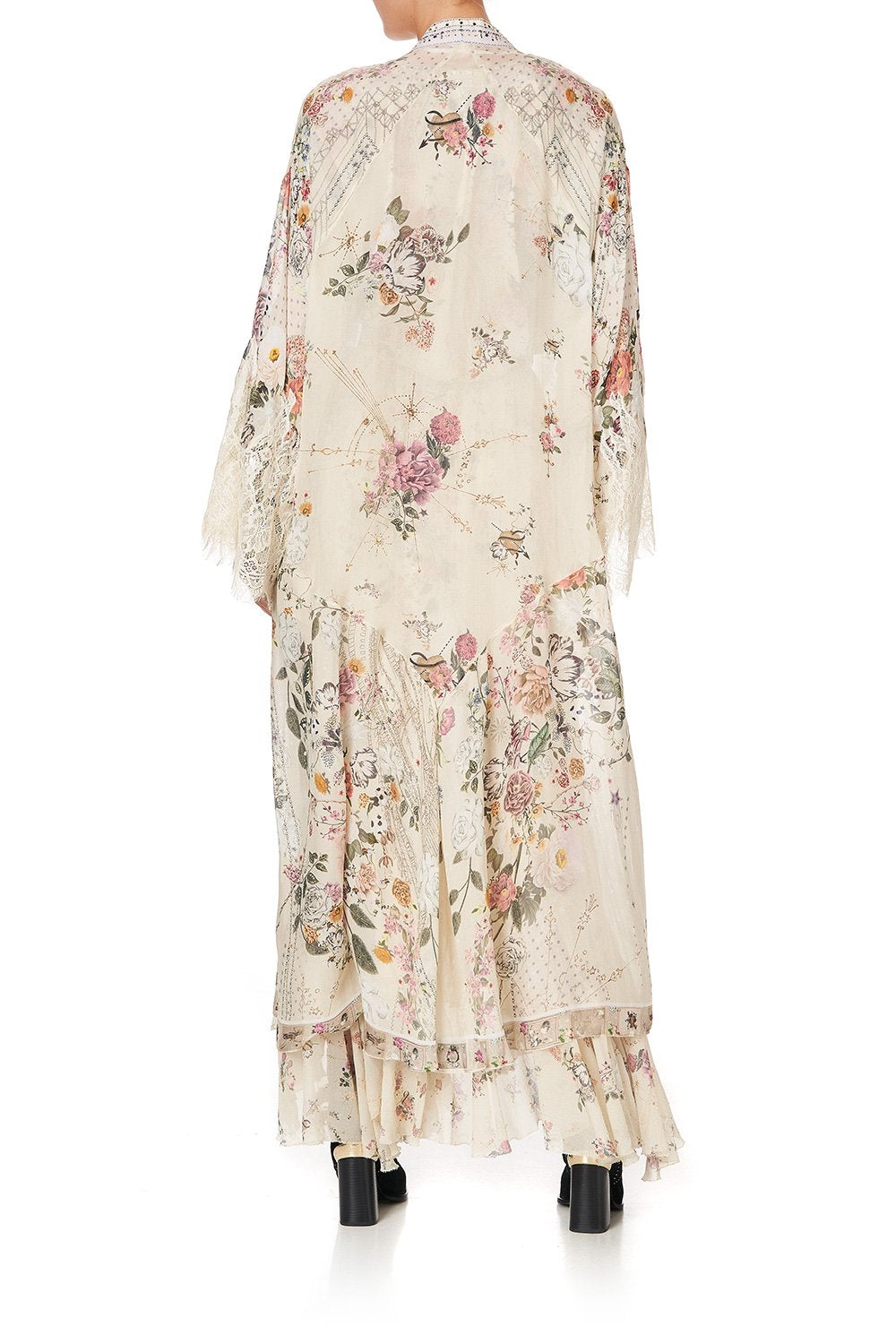 LONG ROBE WITH BACK PANEL PHOENIX FLOWER