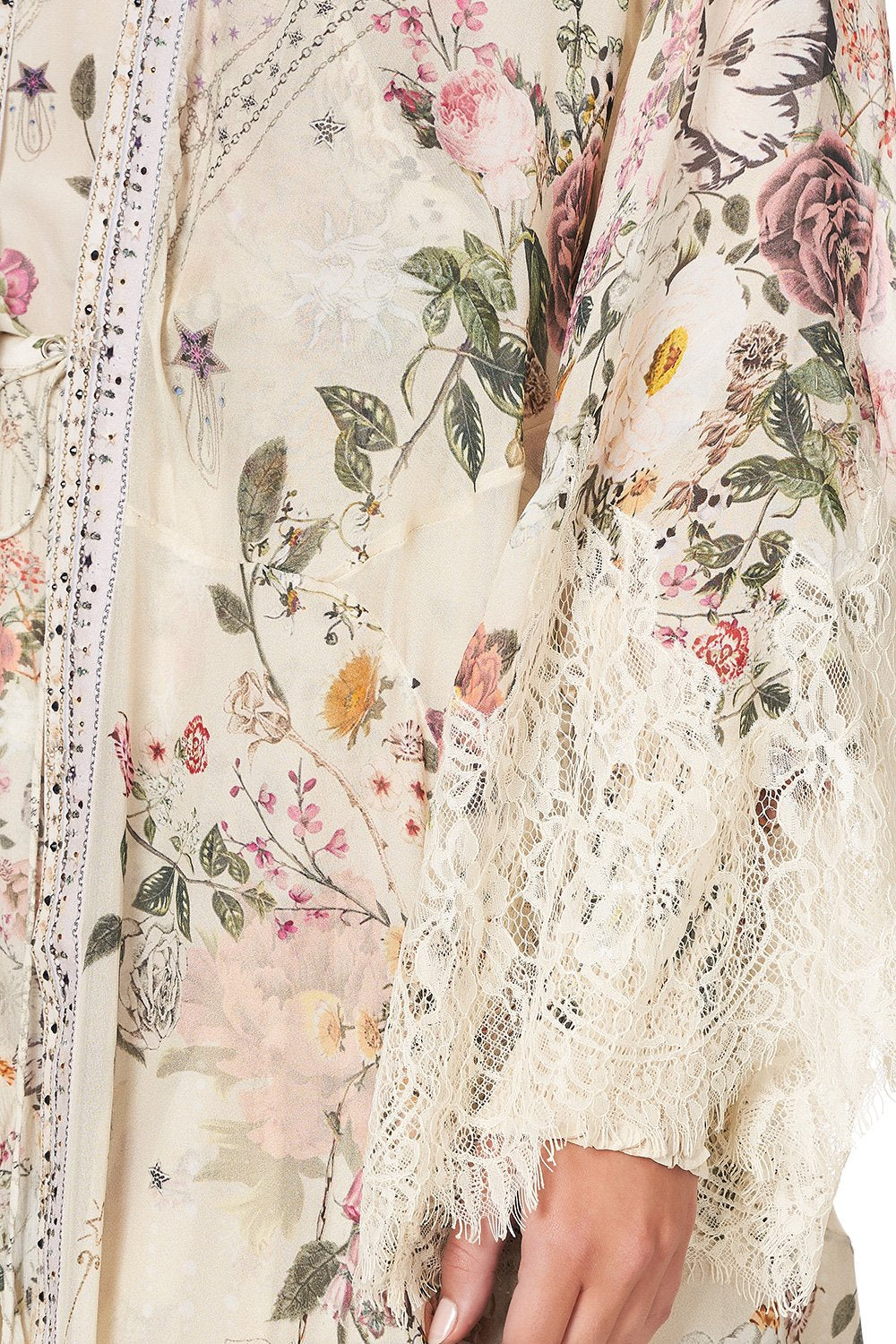 LONG ROBE WITH BACK PANEL PHOENIX FLOWER