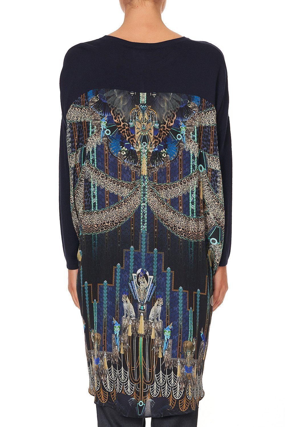 LONG SLEEVE JUMPER WITH PRINT BACK DRIPPING IN DECO