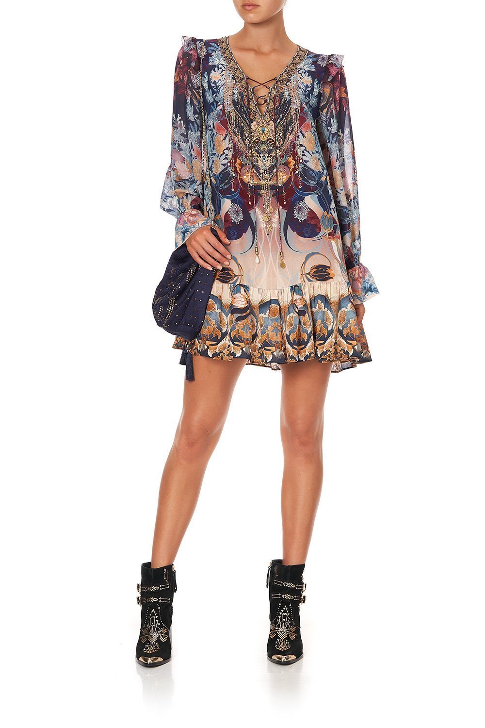 RUFFLE LACE UP DRESS NOUVEAU NIGHTS