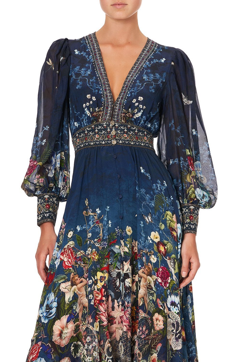 LONG BUTTON FRONT DRESS DREAMS OF MIDSUMMER