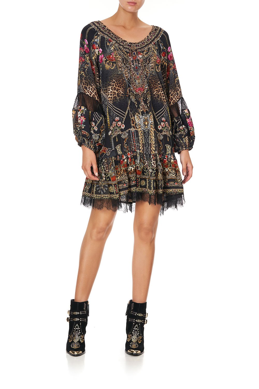 BLOUSON SLEEVE A LINE FRILL DRESS GOTHIC GODDESS