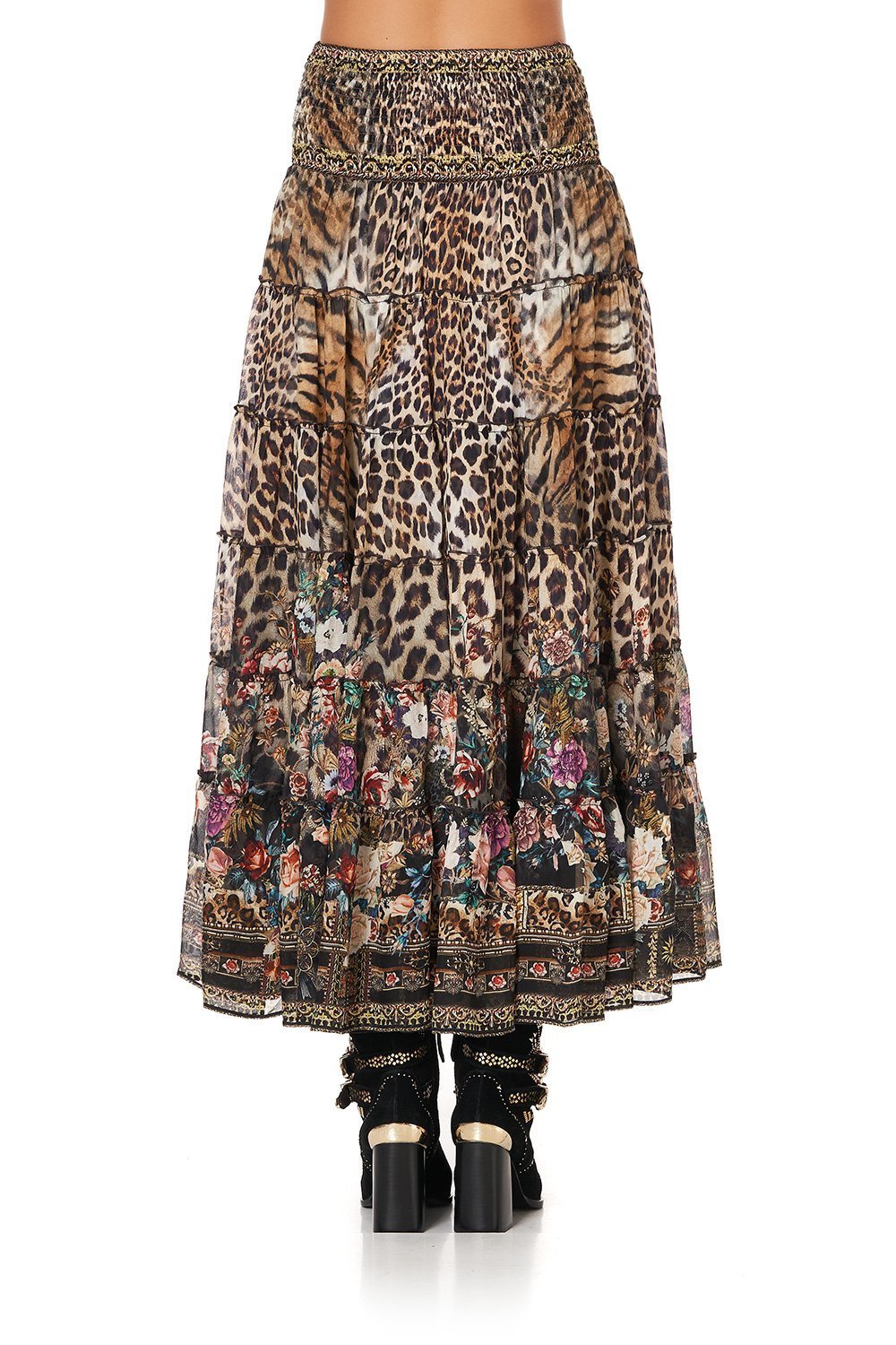 SHIRRED WAIST TIERED CIRCLE SKIRT CALL OF THE CATHEDRAL